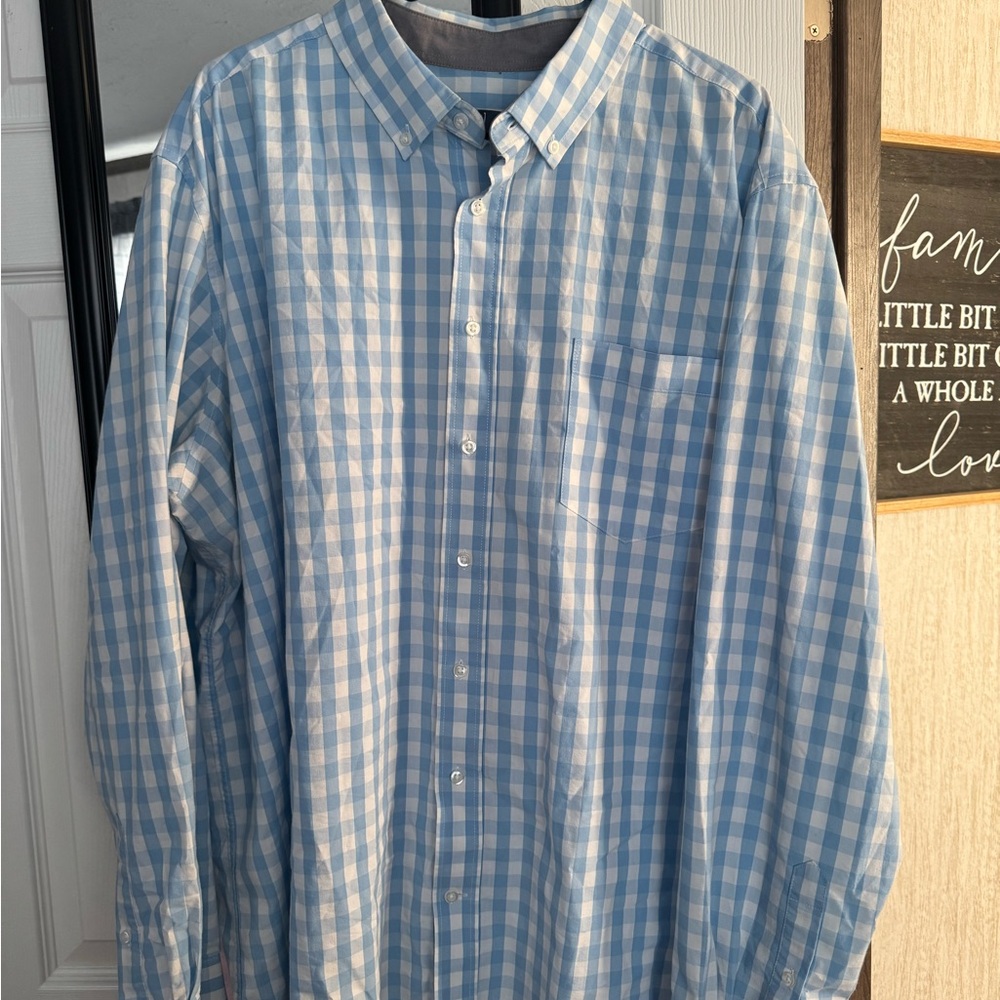 George Light Blue and White Checkered Men's Shirt